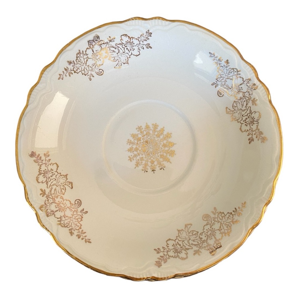 Vintage 1940s Homer Laughlin Golden Rose Saucers Set of 6 Scalloped - Picture 6 of 8